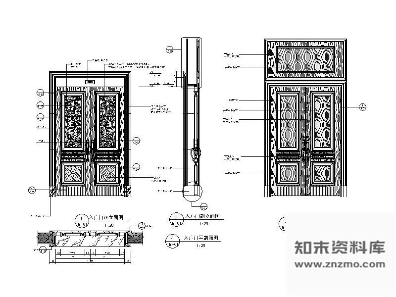 图块/节点豪华雕花入户木门详图 通用节点