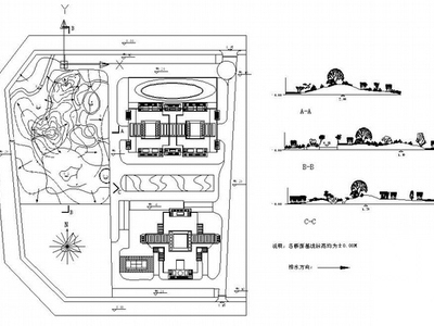 海南小区园林工程全套施工图 居住区景观
