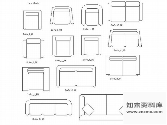 图块/节点沙发平面CAD图块下载