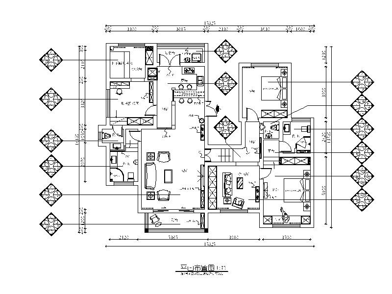 【贵州】地中海田园风格样板房设计CAD施工图（含效果图... 平层