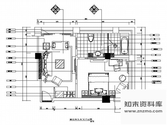 施工图某大酒店简洁套房室内装修图