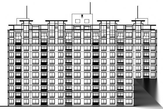 某十二层高层住宅楼建筑方案图（带跃层和地下车库）