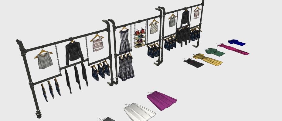 现代展示服装组合