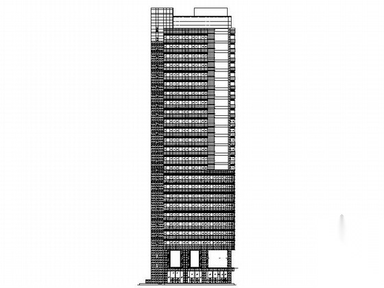 [广州]某二十六层办公楼竖明横隐框玻璃幕墙建筑施工图