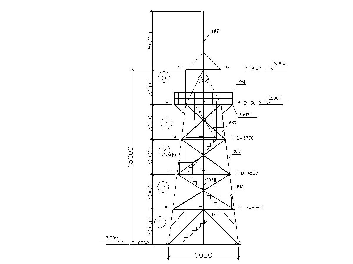 15米瞭望塔钢结构图