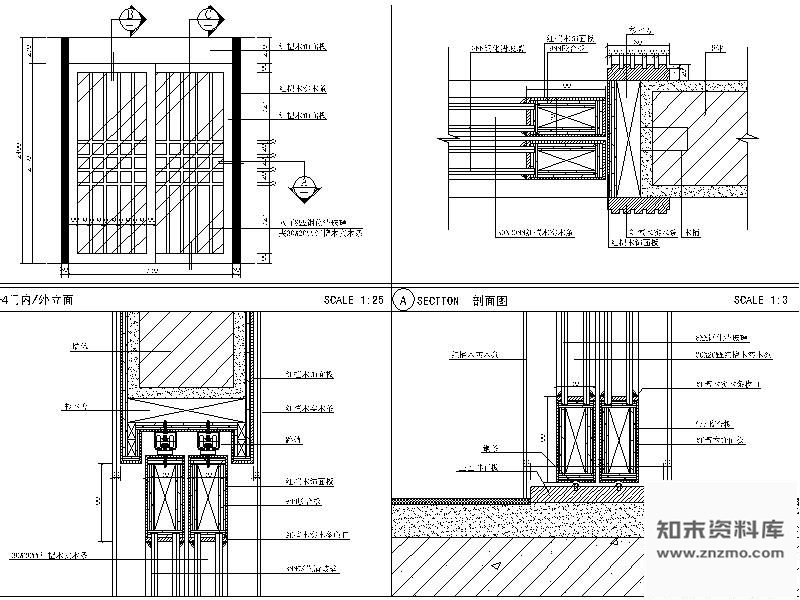 图块/节点红檀木双扇门详图 通用节点