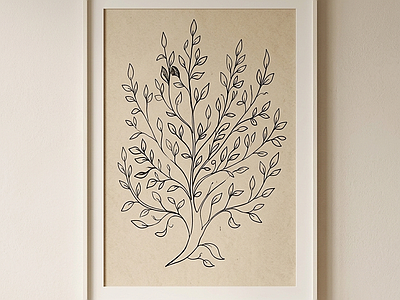 植物线条挂画挂画