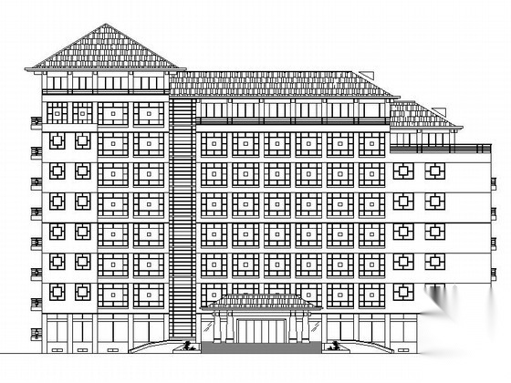 七层坡屋顶机关办公大楼建筑设计方案图