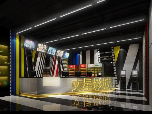现代电影院大堂 电影院过道