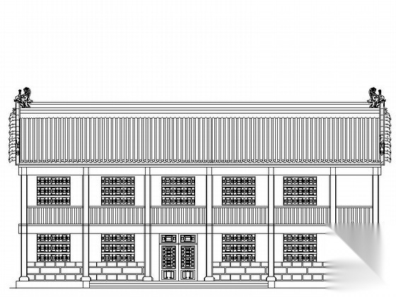 双层硬山式方丈室古建筑方案图