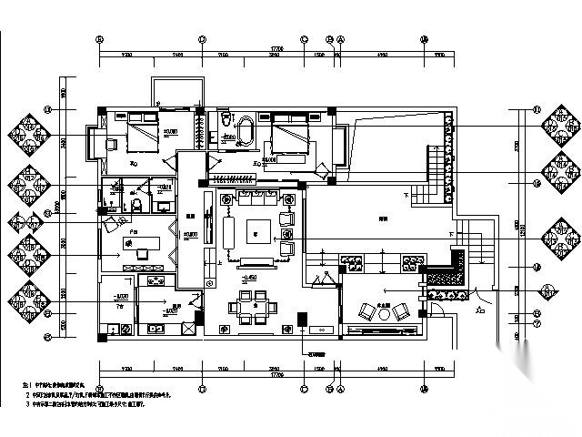 现代中式风格跃层式样板房施工图（含效果） 平层