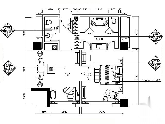 [哈尔滨]五星酒店标准套房施工图 客房