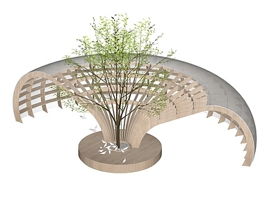 现代风格异型半圆廊架树池