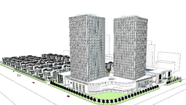现代风格简模规划 住宅建筑 商业高层建筑