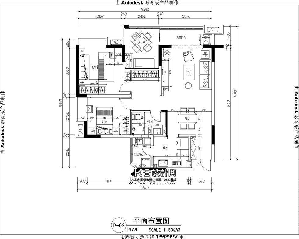 2016年遵义某小区样板间非常精细的一套cad施工图 平层