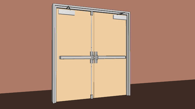 商用Wood Double Door（2型车架）- 36英寸/W车门拉近器和VR推杆开启器- 2型 冰箱