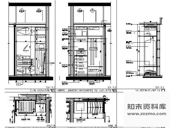 图块/节点酒店套房衣柜详图 柜类 家具节点详图