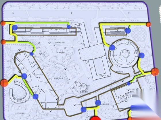 张家港某公园道路分析图 景观 规划设计