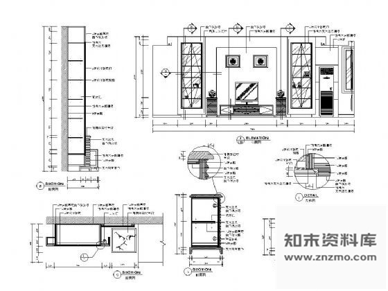 图块/节点电视背景墙装修详图 墙面节点