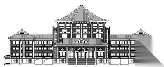 某仿古图书馆建筑设计图建筑方案图