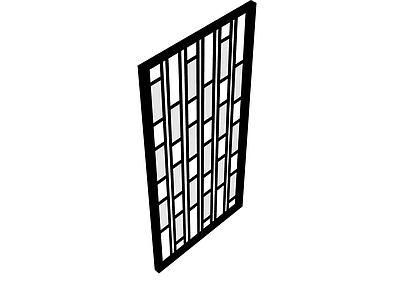 黑白竖条格栅屏风
