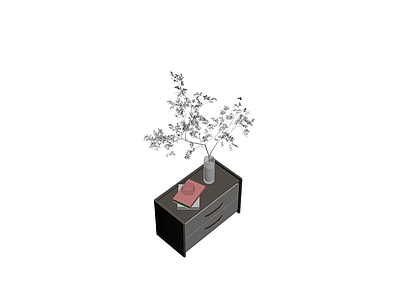 床头柜配花瓶书籍组合
