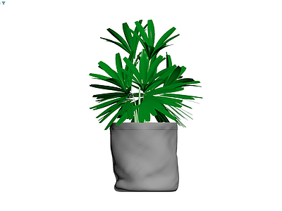 灰色盆栽绿植模型