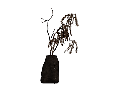 黑色花瓶插枝盆栽