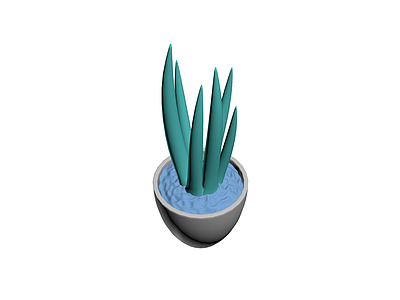 青色盆栽植物模型