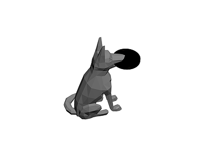 低多面风格犬雕塑