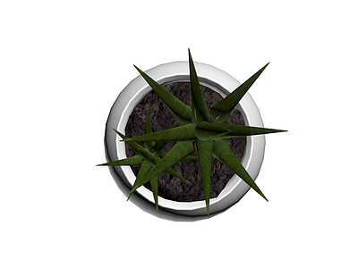 白盆绿植盆栽模型