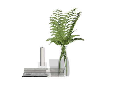 书籍花瓶植物组合摆件