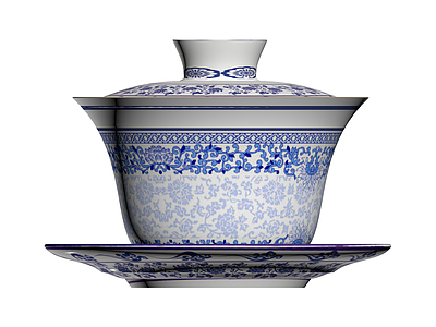 青花瓷盖碗茶具
