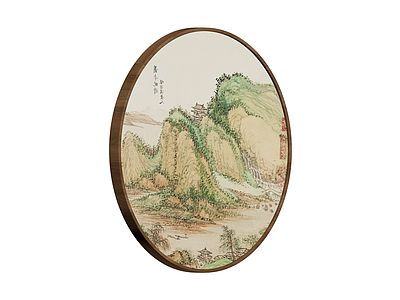 中式山水风景团扇