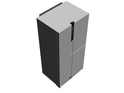 灰色四门冰箱模型