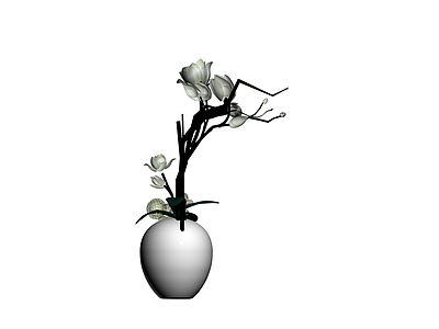 白色花瓶插花盆栽