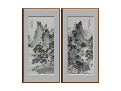 中式山水挂画组合