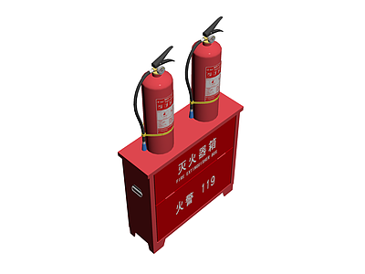 红色灭火器箱配双罐