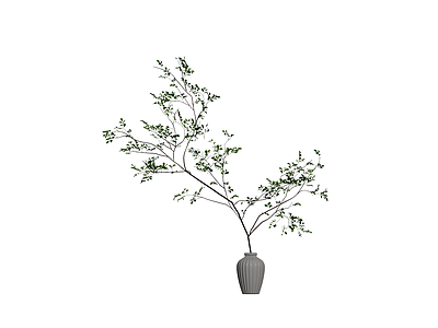灰色花瓶配绿植盆栽