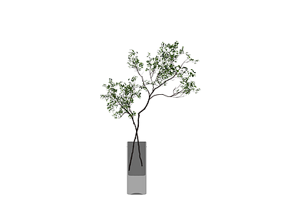灰色花瓶配绿植盆栽