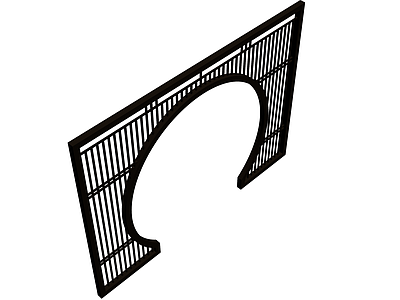 中式拱形格栅屏风