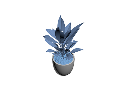 蓝色调盆栽植物模型