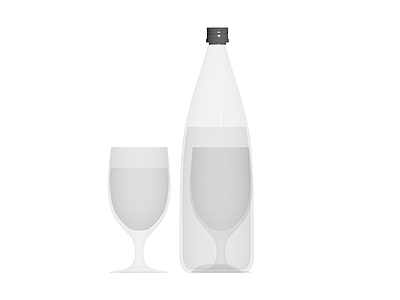 酒瓶与酒杯组合