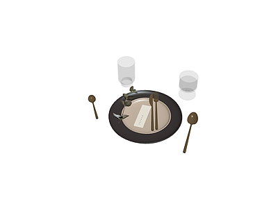 餐具组合模型