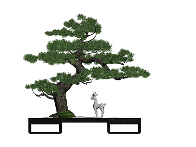 松树鹿景微缩盆景