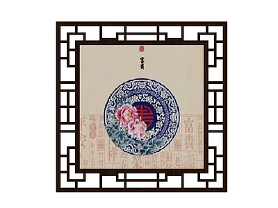 中式木质挂画装饰