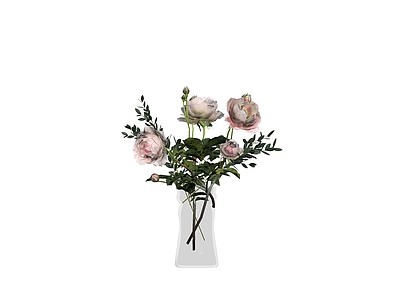 灰瓶粉色玫瑰花束