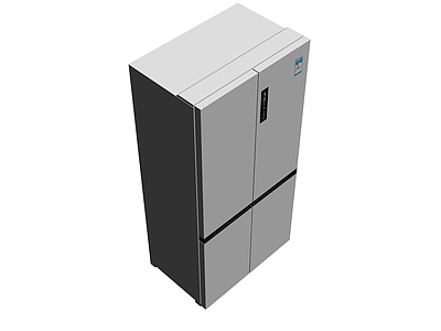 灰色四门冰箱模型