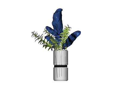 蓝绿植物玻璃花瓶组合
