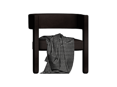 黑色扶手椅配格纹披毯